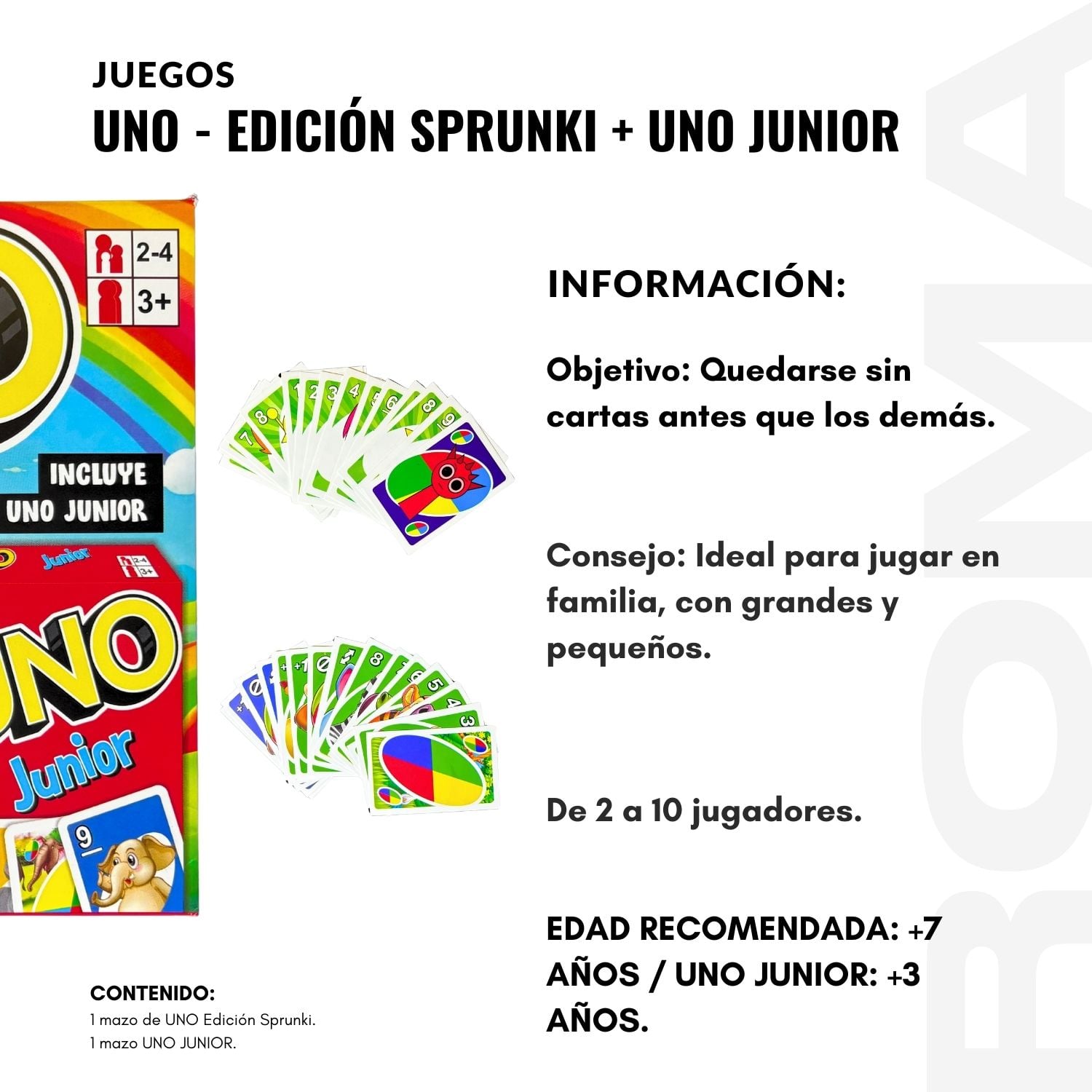UNO – EDICIÓN SPRUNKI + UNO JUNIOR JUEGO DE CARTAS - 2