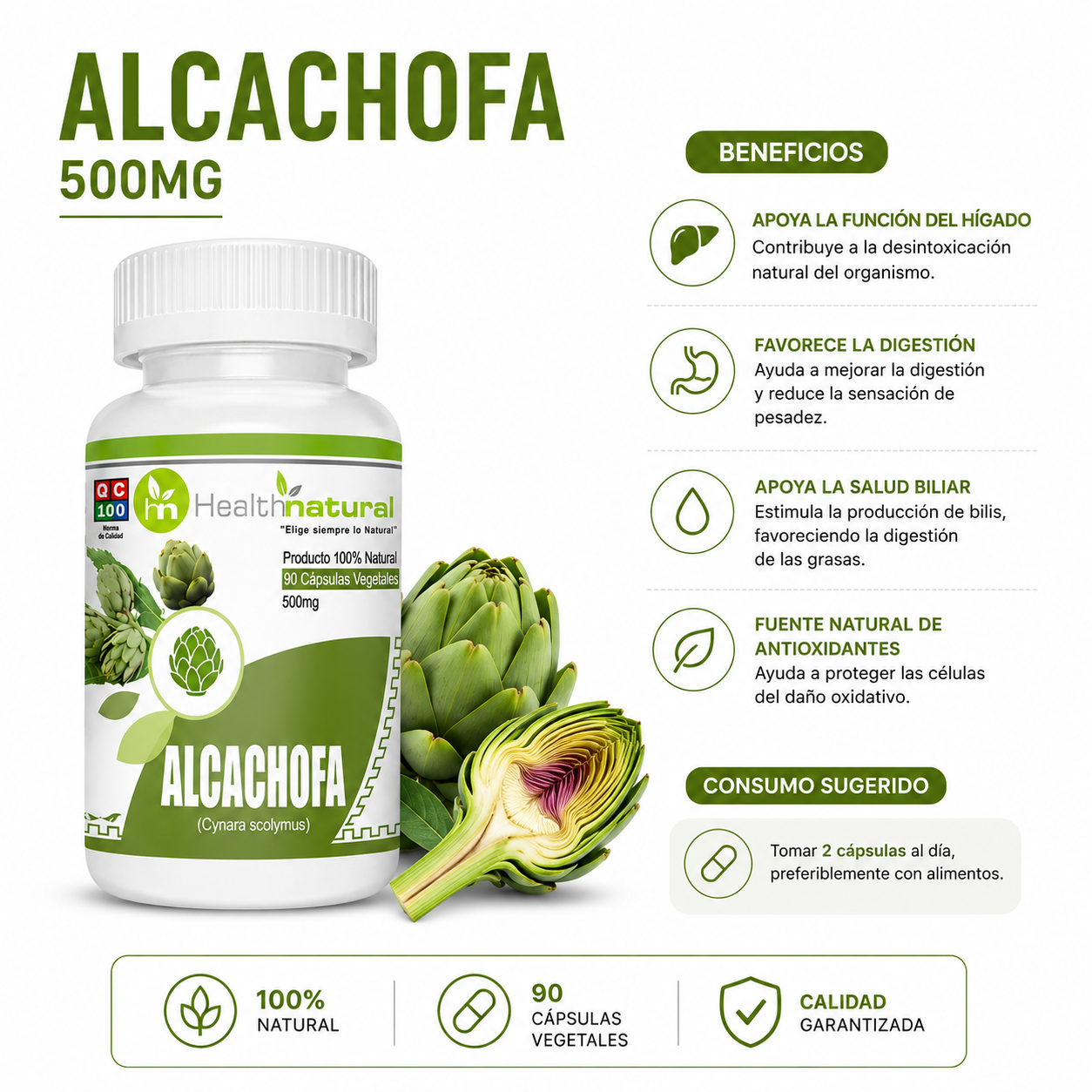 ASHWAGANDHA HEALTHNATURAL 500MG + ALCACHOFA HEALTHNATURAL 500MG - 3