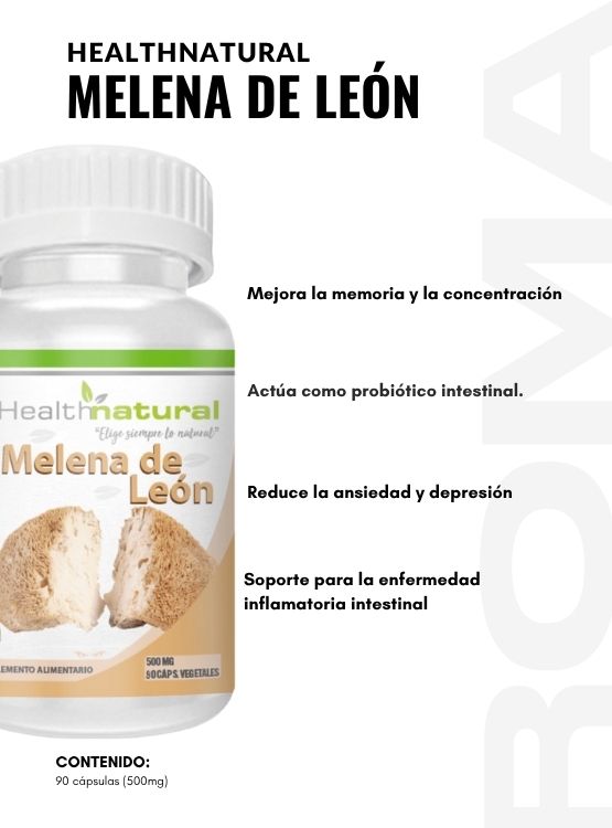 MELENA DE LEÓN HEALTHNATURAL 500MG + MACA NEGRA HEALTHNATURAL 500MG - 2