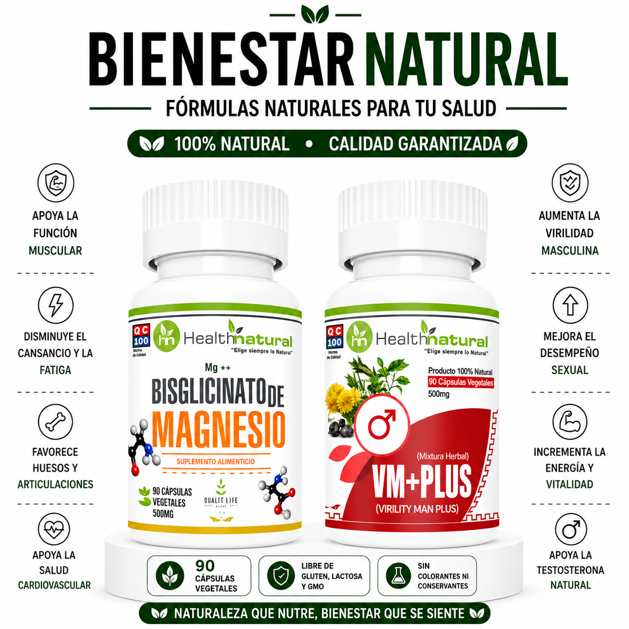 BISGLICINATO DE MAGNESIO HEALTHNATURAL+ VM+(VIRILITY MAN PLUS) - 1