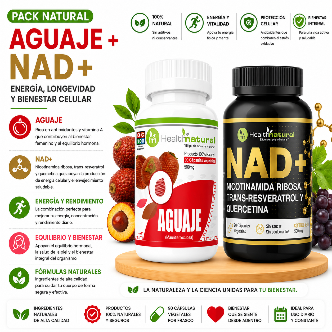 AGUAJE HEALTHNATURAL 500MG + NAD+  HEALTHNATURAL 500MG - 1
