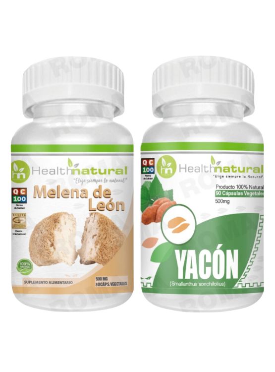 MELENA DE LEÓN HEALTHNATURAL 500MG + YACÓN HEALTHNATURAL 500MG - 1