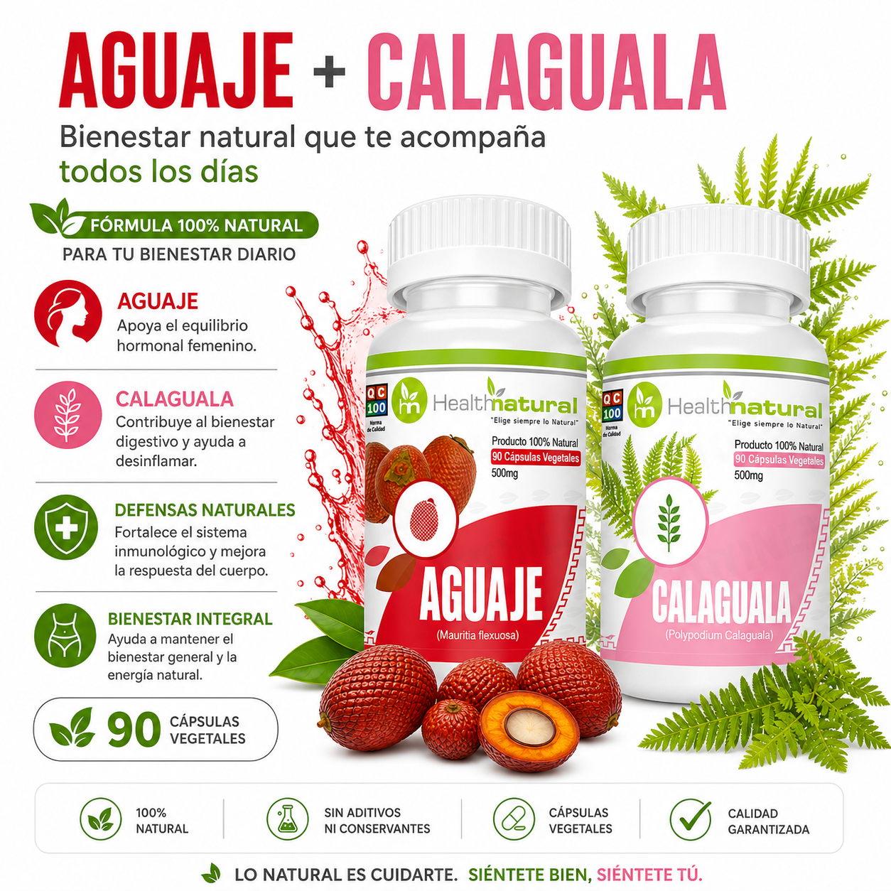AGUAJE HEALTHNATURAL 500MG + CALAGUALA HEALTHNATURAL 500MG - 1