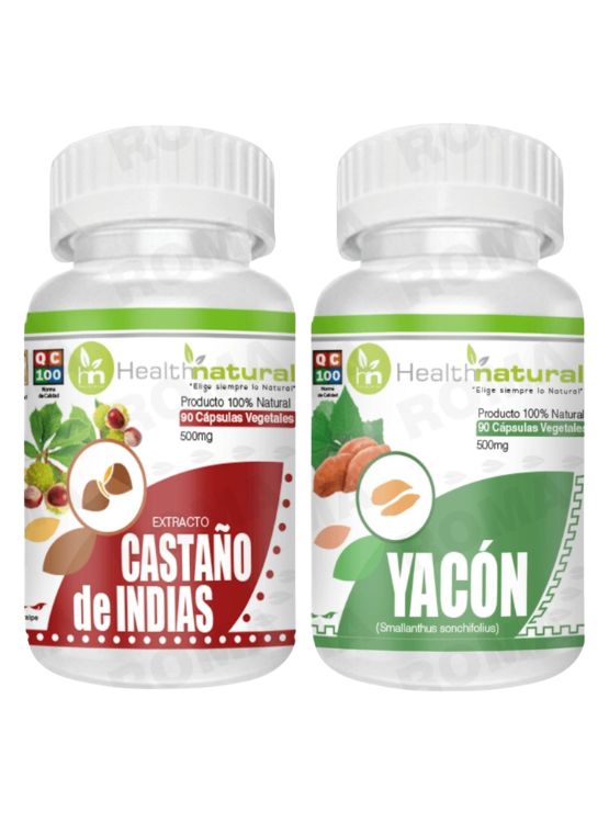 CASTAÑO DE INDIAS HEALTHNATURAL 500MG + YACÓN HEALTHNATURAL 500MG - 1