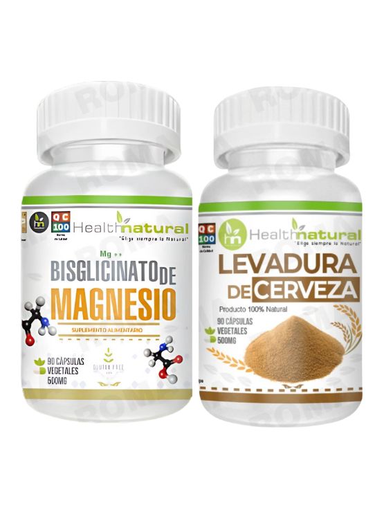 BISGLICINATO MAGNESIO HEALTHNATURAL + LEVADURA CERVEZA HEALTHNATURAL - 1