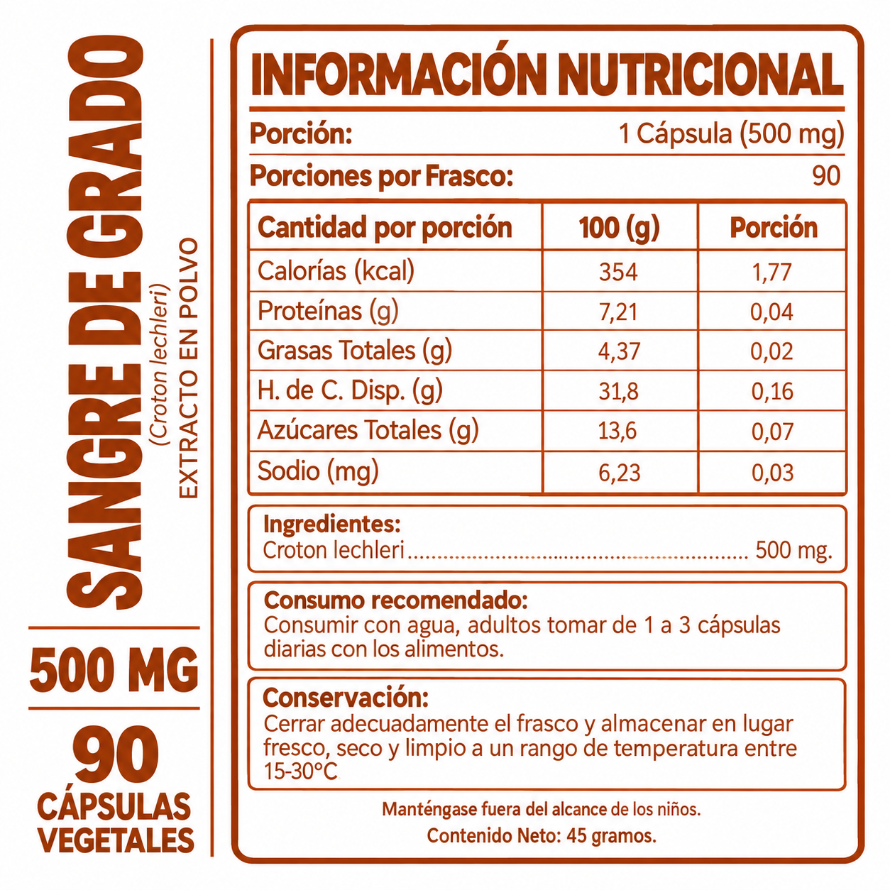 AGUAJE HEALTHNATURAL 500MG + SANGRE DE GRADO HEALTHNATURAL 500MG - 3