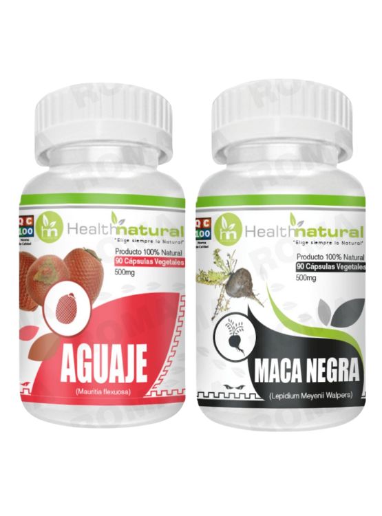 AGUAJE HEALTHNATURAL 500MG + MACA NEGRA HEALTHNATURAL 500MG - 1