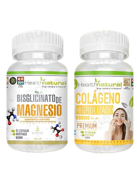BISGLICINATO MAGNESIO + COLÁGENO HIDROLIZADO HEALTHNATURAL - 1