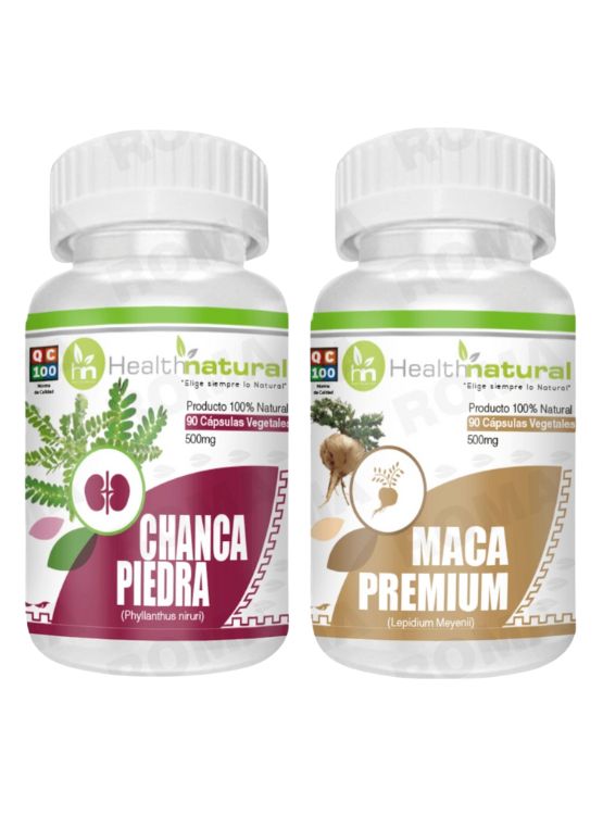 CHANCA PIEDRA HEALTHNATURAL 500MG + MACA PREMIUM HEALTHNATURAL 500MG - 1