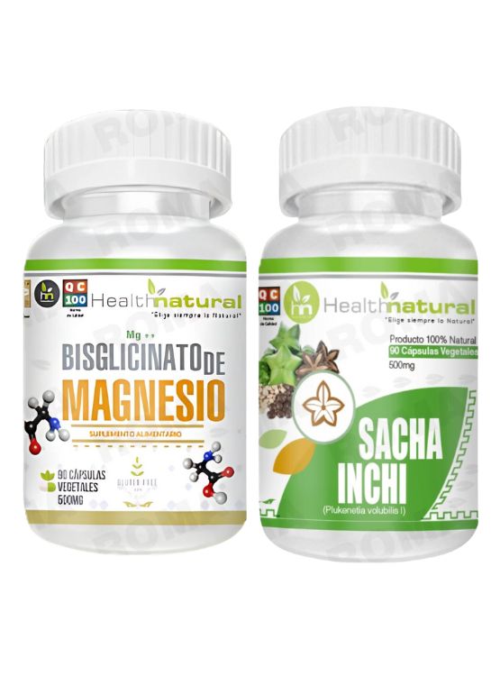 BISGLICINATO DE MAGNESIO HEALTHNATURAL + SACHA INCHI HEALTHNATURAL - 1