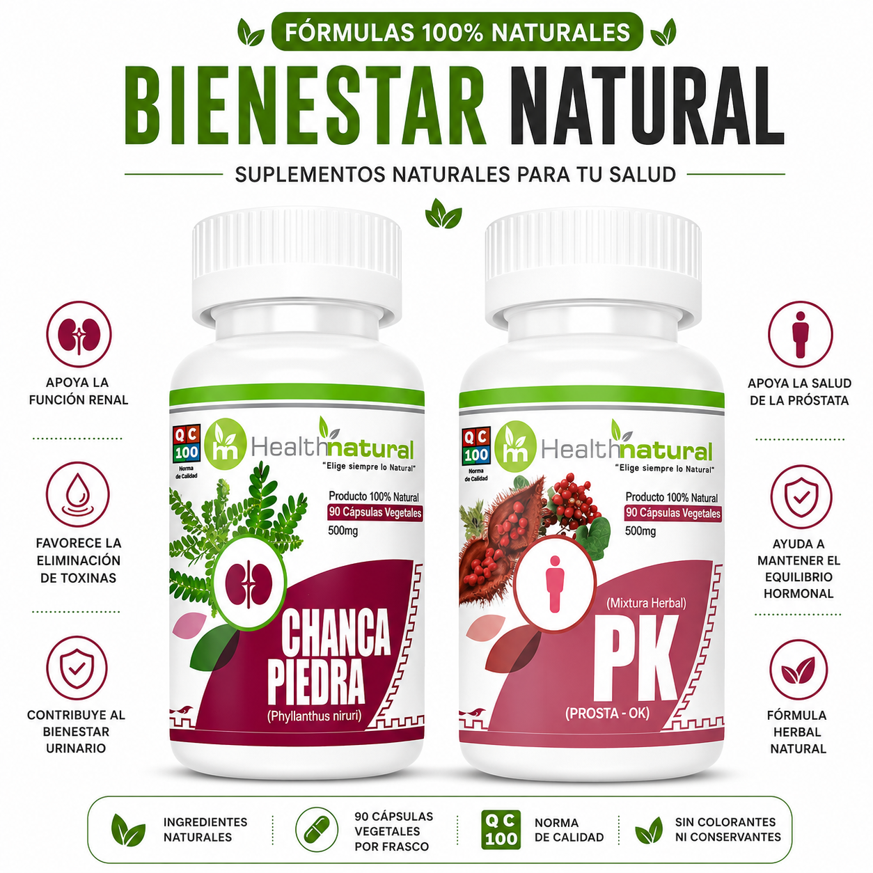 CHANCA PIEDRA HEALTHNATURAL 500MG + PK(PROSTA-OK) HEALTHNATURAL 500MG - 1