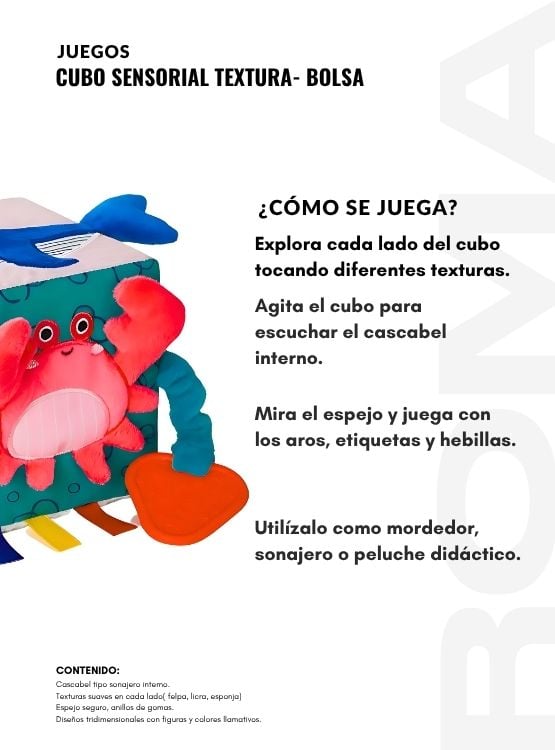 CUBO SENSORIAL DE TEXTURAS - JUEGO DIDÁTICO - 3