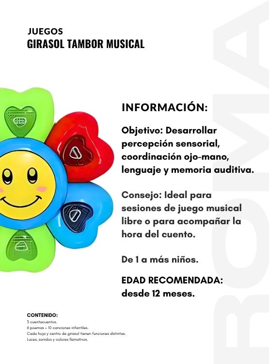 GIRASOL TAMBOR MUSICAL FLOWER HEART - JUEGO DIDÁTICO - 2