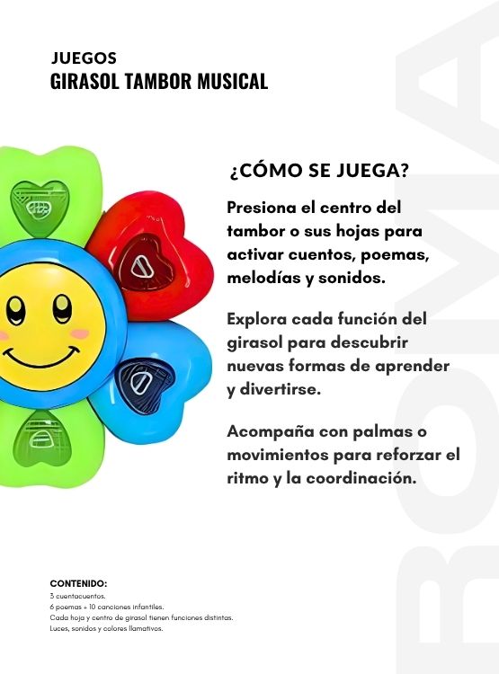 GIRASOL TAMBOR MUSICAL FLOWER HEART - JUEGO DIDÁTICO - 3