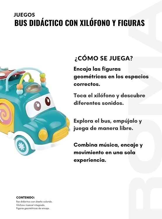 BUS DIDÁCTICO CON XILÓFONO Y FIGURAS - JUEGO DIDÁTICO - 3