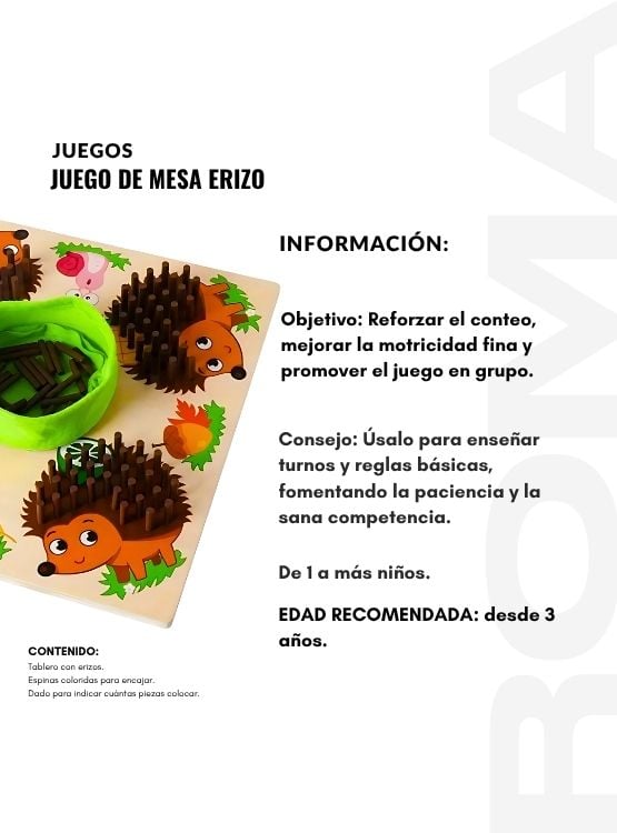 JUEGO DE MESA ERIZO - JUEGO DIDÁTICO - 2