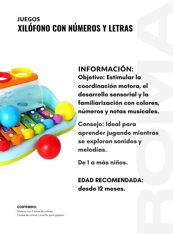 XILÓFONO CON NÚMEROS Y LETRAS HOLA - JUEGO DIDÁTICO - 2