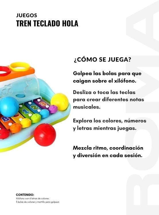 XILÓFONO CON NÚMEROS Y LETRAS HOLA - JUEGO DIDÁTICO - 3