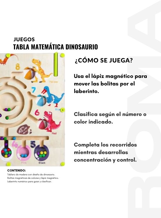 TABLA MATEMÁTICA DINOSAURIO - JUEGO EDUCATIVO - 3