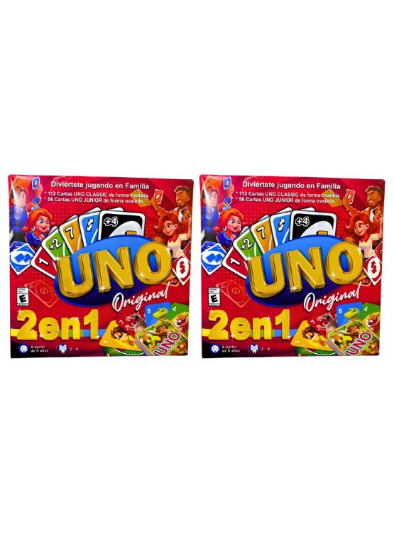 PACK 2 UNO CLÁSICO + UNO JUNIOR - JUEGO DE CARTAS - 1