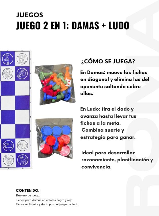 JUEGO 2 EN 1: DAMAS Y LUDO - JUEGO DE MESA - 3