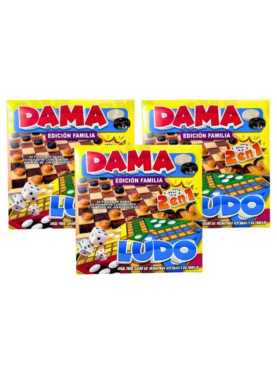 PACK 3 JUEGO 2 EN 1: DAMAS Y LUDO - JUEGO DE MESA - 1