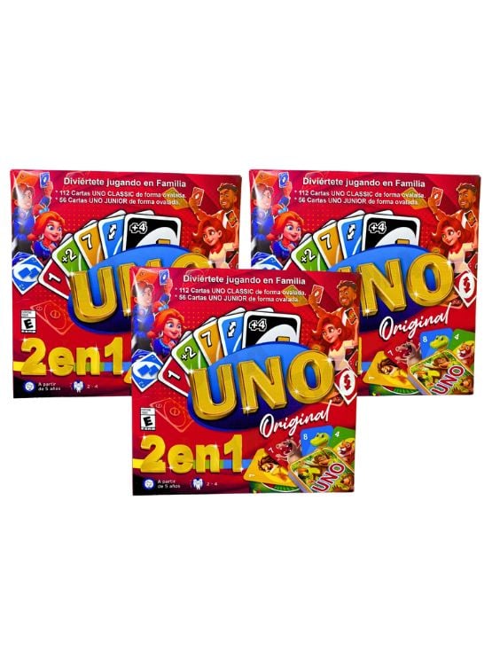 PACK 3 UNO CLÁSICO + UNO JUNIOR - JUEGO DE CARTAS - 1
