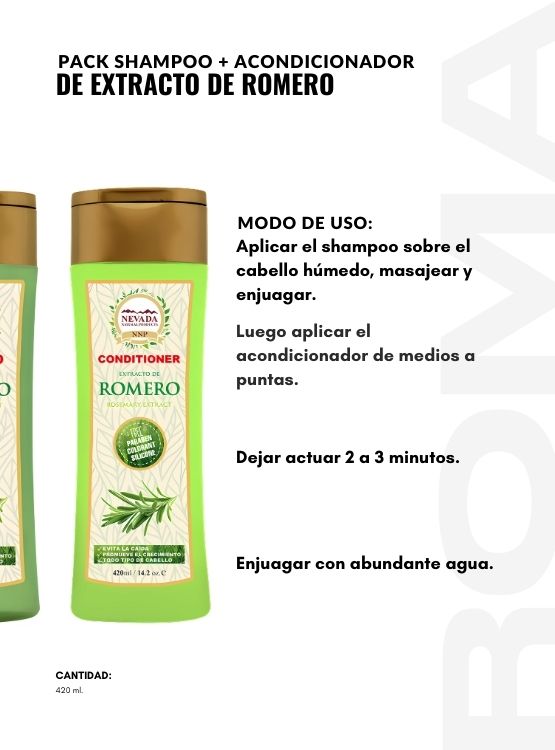 PACK 2 PACK SHAMPOO + ACONDICIONADOR EXTRACTO DE ROMERO 420ML NEVADA - 3
