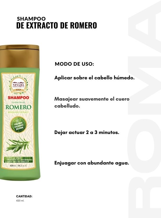 SHAMPOO DE EXTRACTO DE ROMERO 420ML NEVADA - 3