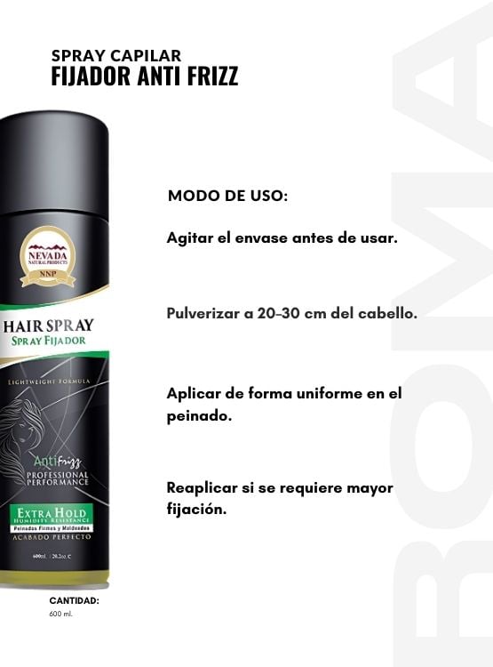 PACK 3 SPRAY CAPILAR FIJADOR ANTI FRIZZ 600ML NEVADA - 3