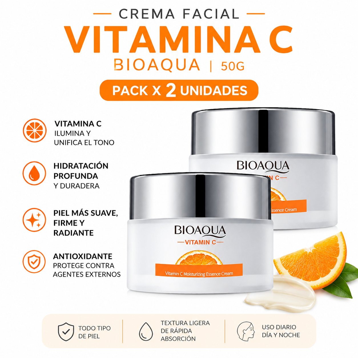 PACK 2 CREMA FACIAL VITAMINA C 50G BIOAQUA - 1