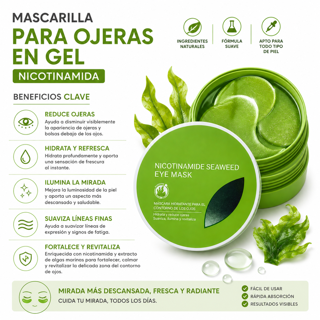 PACK 3 PARCHES PARA OJERAS EN GEL – NICOTINAMIDA 80G BIOAQUA - 2