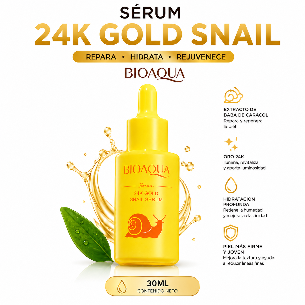 SÉRUM 24K GOLD SNAIL 30ML BIOAQUA - 1