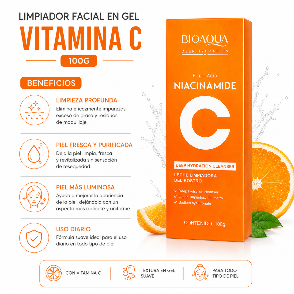 PACK 2 LIMPIADOR FACIAL EN GEL VITAMINA C 100G - 2