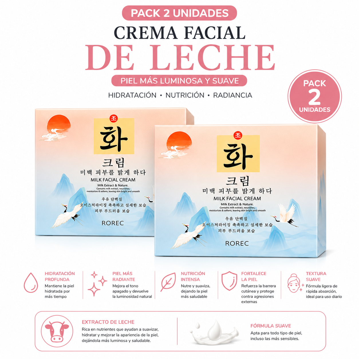 PACK 2 CREMA FACIAL DE LECHE 50G ROREC - 1