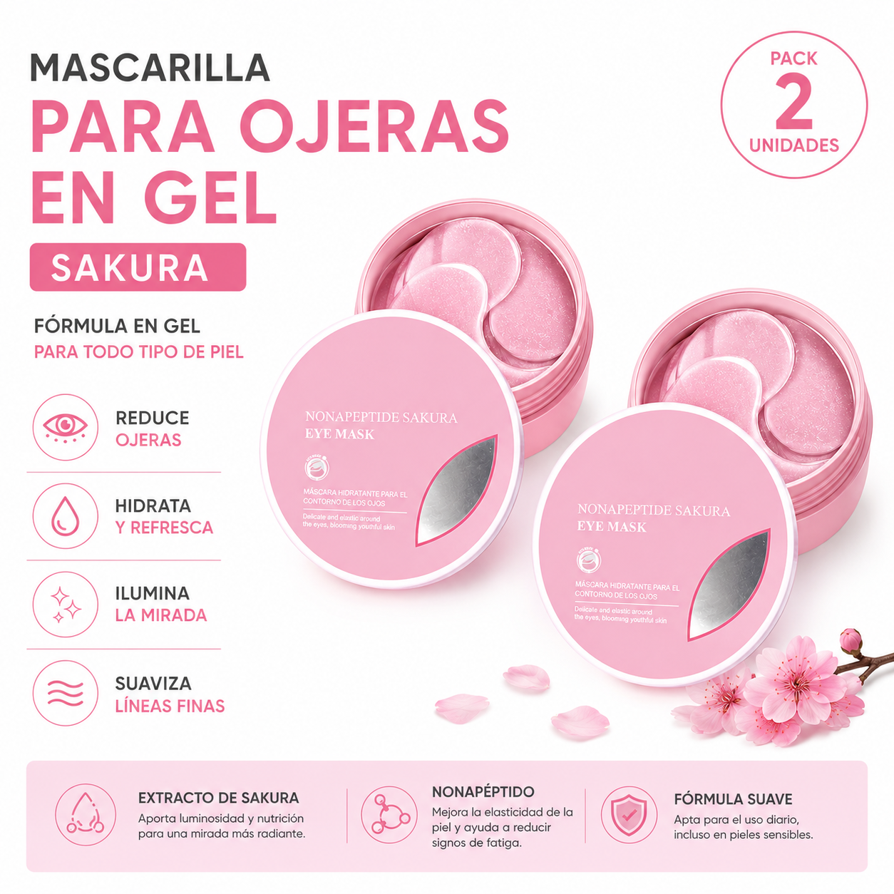 PACK 2 PARCHES PARA OJERAS EN GEL – SAKURA 80G BIOAQUA - 1