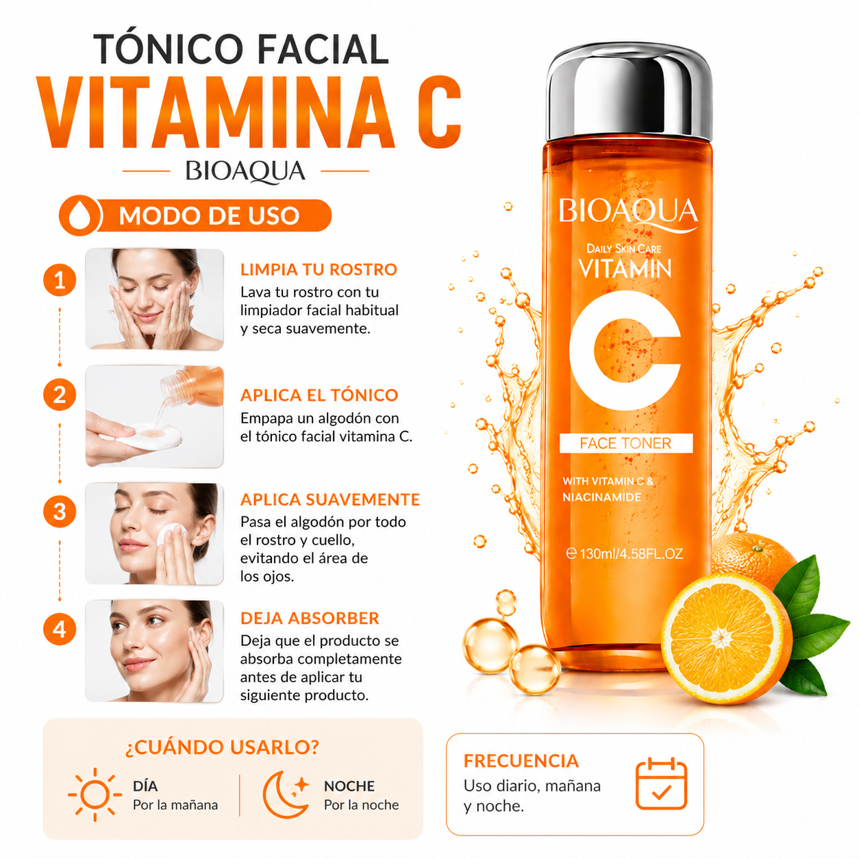 TÓNICO FACIAL VITAMINA C 130ML BIOAQUA - 3