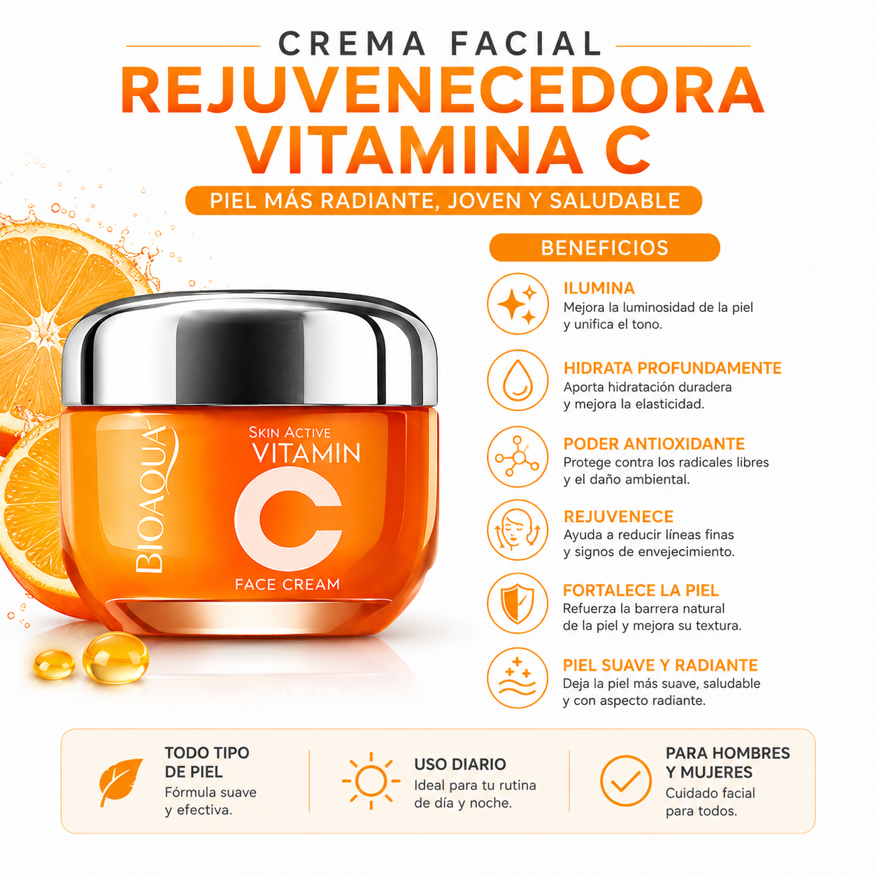 PACK 2 CREMA FACIAL REJUVENECEDORA VITAMINA C 50G BIOAQUA - 2