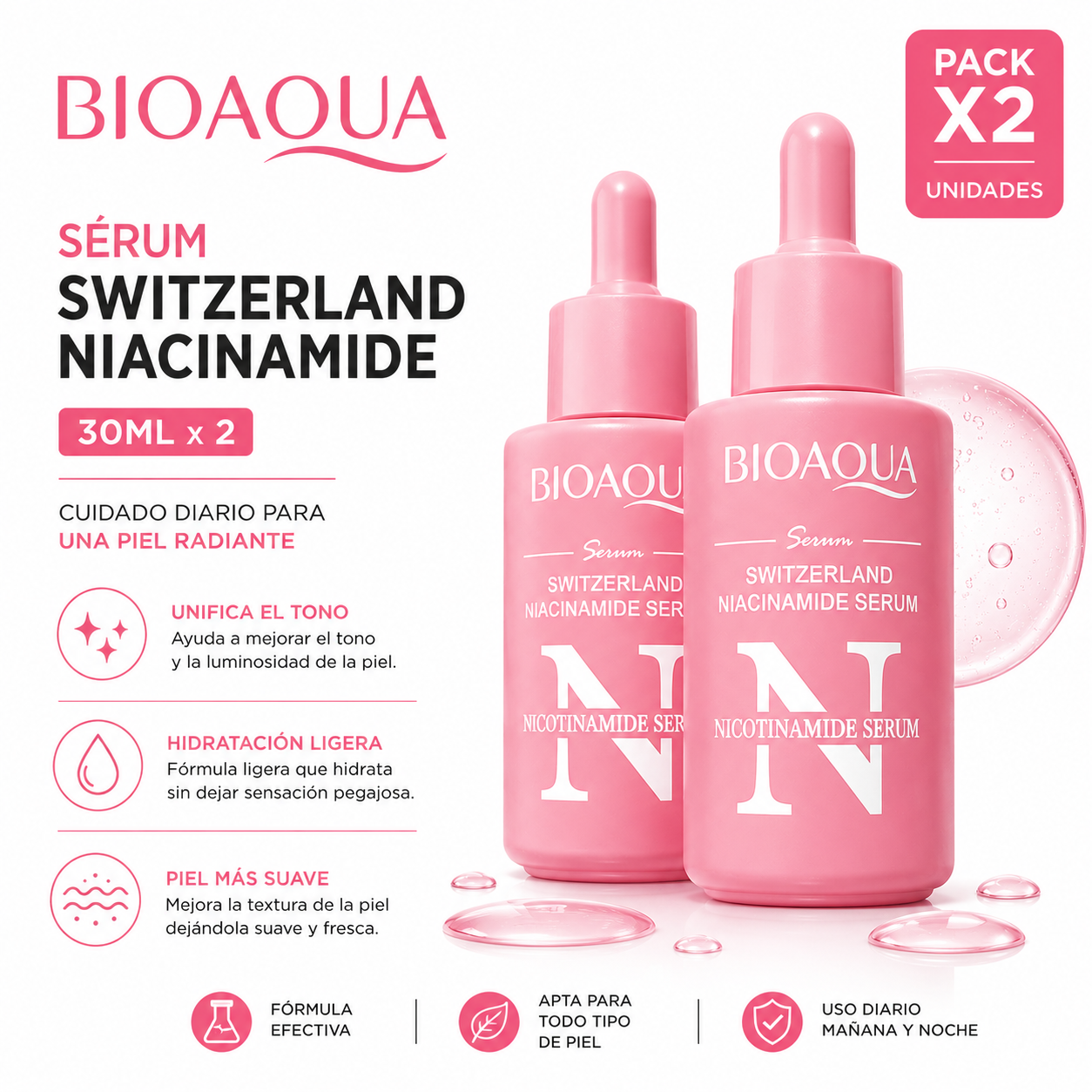 PACK 2 SÉRUM SWITZERLAND NIACINAMIDE 30ML BIOAQUA - 1