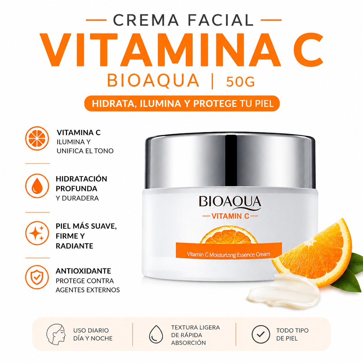 CREMA FACIAL VITAMINA C 50G BIOAQUA - 1
