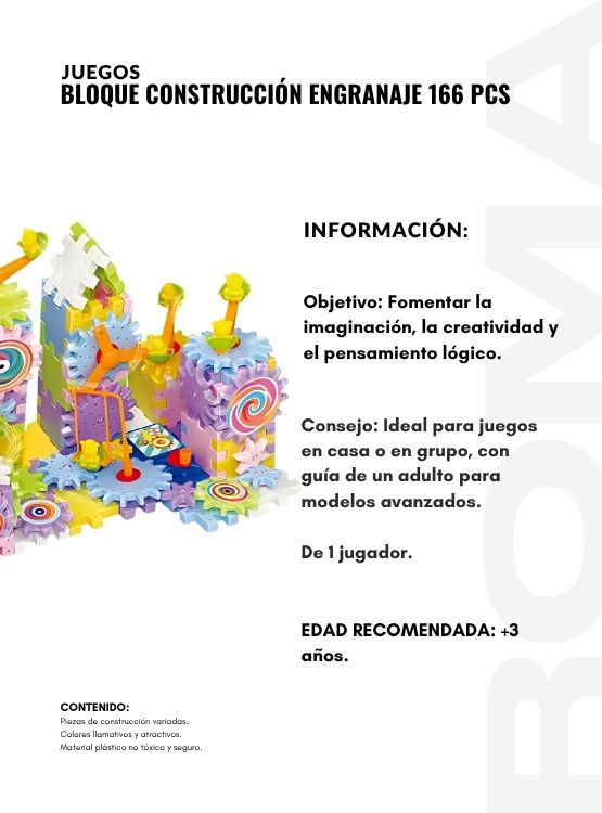 BLOQUE CONSTRUCCIÓN ENGRANAJE 166 PIEZAS JUEGO DIDÁCTICO - 2