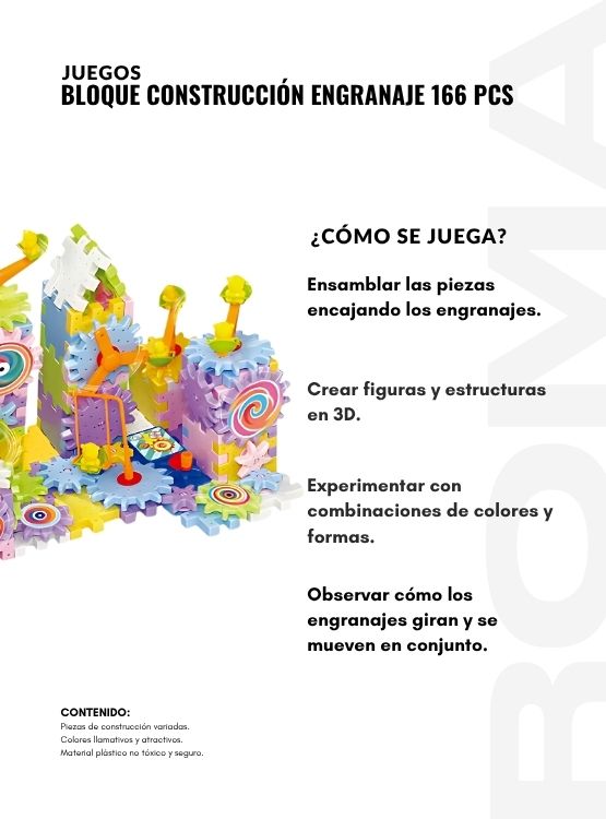 BLOQUE CONSTRUCCIÓN ENGRANAJE 166 PIEZAS JUEGO DIDÁCTICO - 3