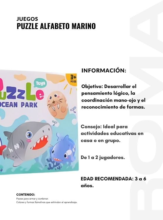 PUZZLE ALFABETO MARINO JUEGO DIDÁCTICO - 2