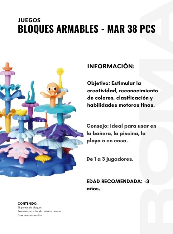 BLOQUES ARMABLES MARINOS 38 PIEZAS JUEGO DIDÁCTICO - 2