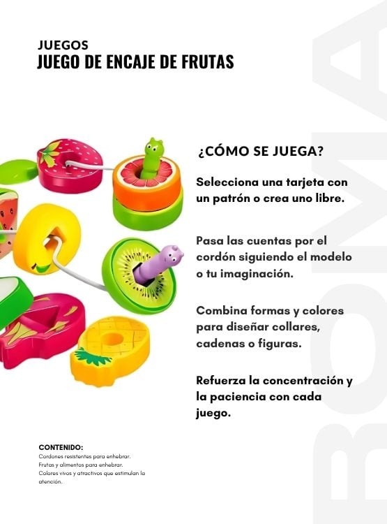 JUEGO DE ENCAJE DE FRUTAS JUEGO DIDÁCTICO - 3