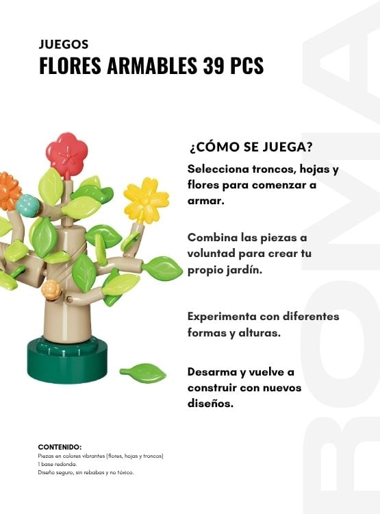 FLORES ARMABLES 39 PIEZAS JUEGO DIDÁCTICO - 3