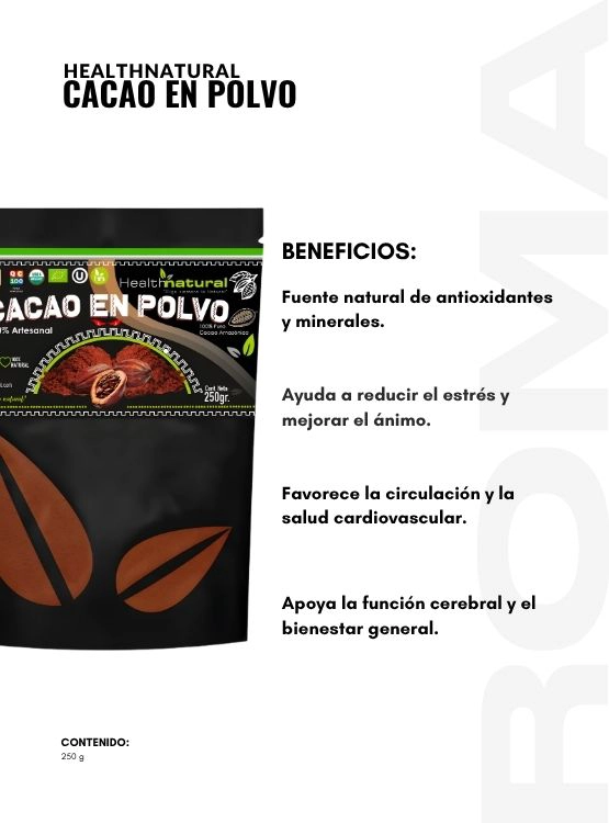 PACK 2 CACAO EN POLVO 250G HEALTHNATURAL - 2