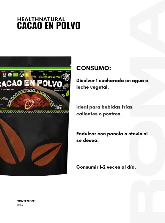 PACK 2 CACAO EN POLVO 250G HEALTHNATURAL - 3