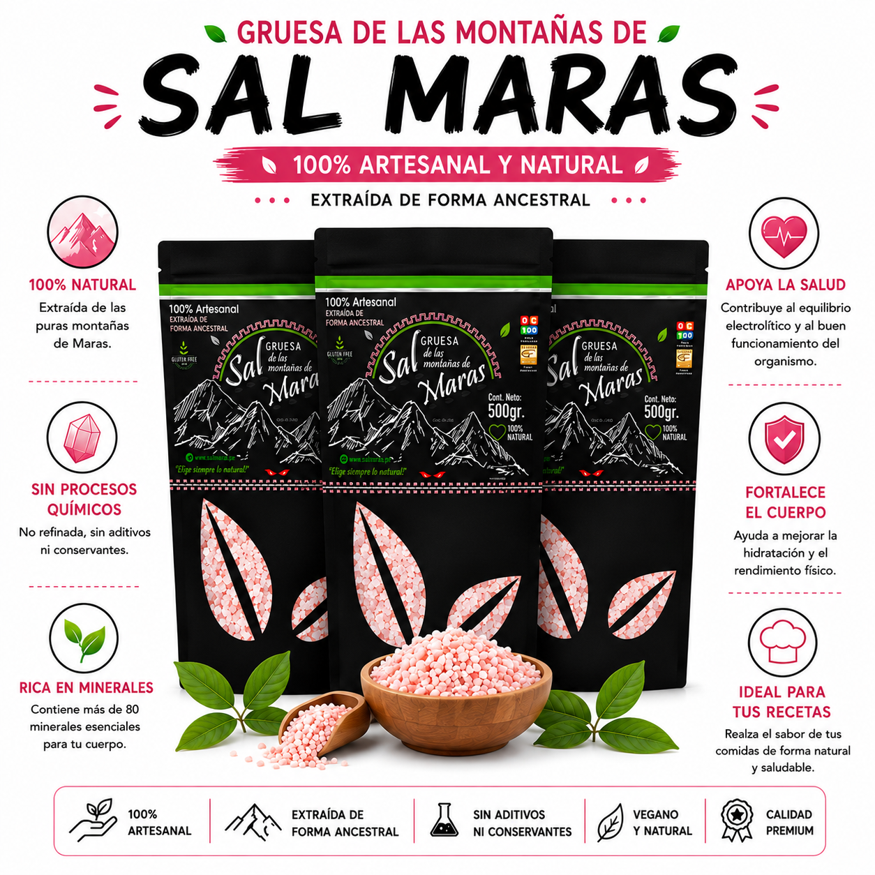 PACK 3 SAL DE MARAS GRUESA 500G HEALTHNATURAL - 1