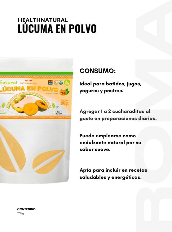 PACK 2 LÚCUMA EN POLVO 200G HEALTHNATURAL - 3